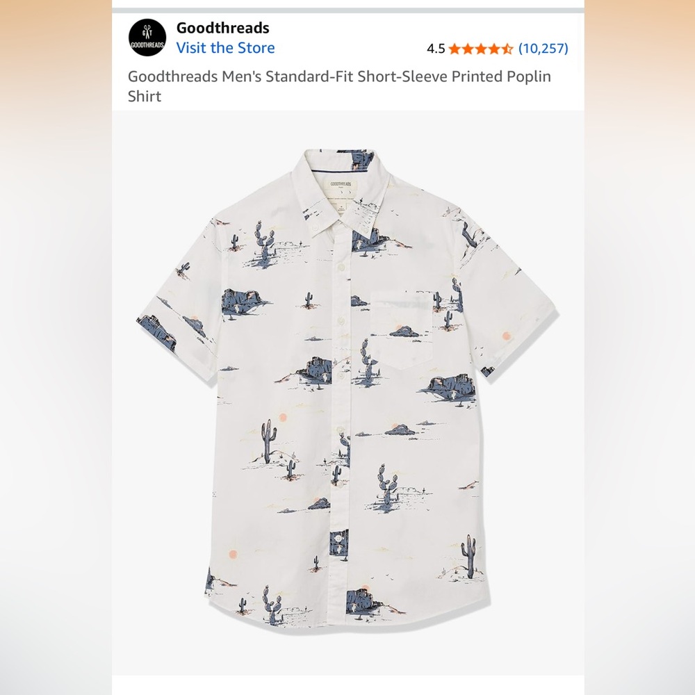 Goodthreads Desert Cactus Print Standard Fit Short Sleeve Shirt - Picture 2 of 10